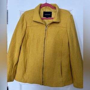 Lands' End Women's Mustard Boiled Wool Jacket - Size 14